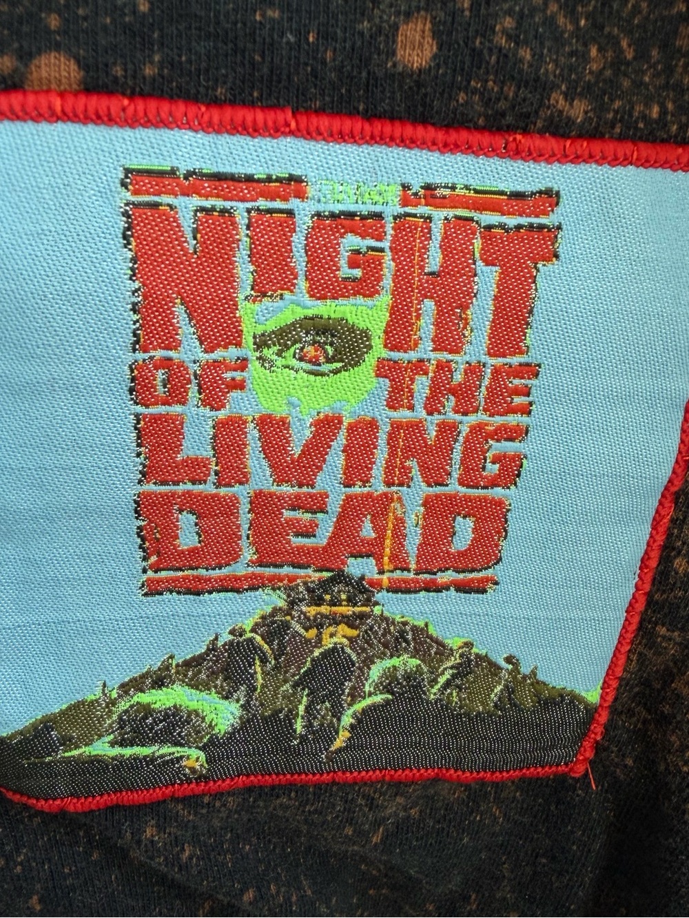 Night of the Living Dead Bleached Long Sleeve Off the Shoulder T-Shirt Horror Gr - Picture 2 of 9
